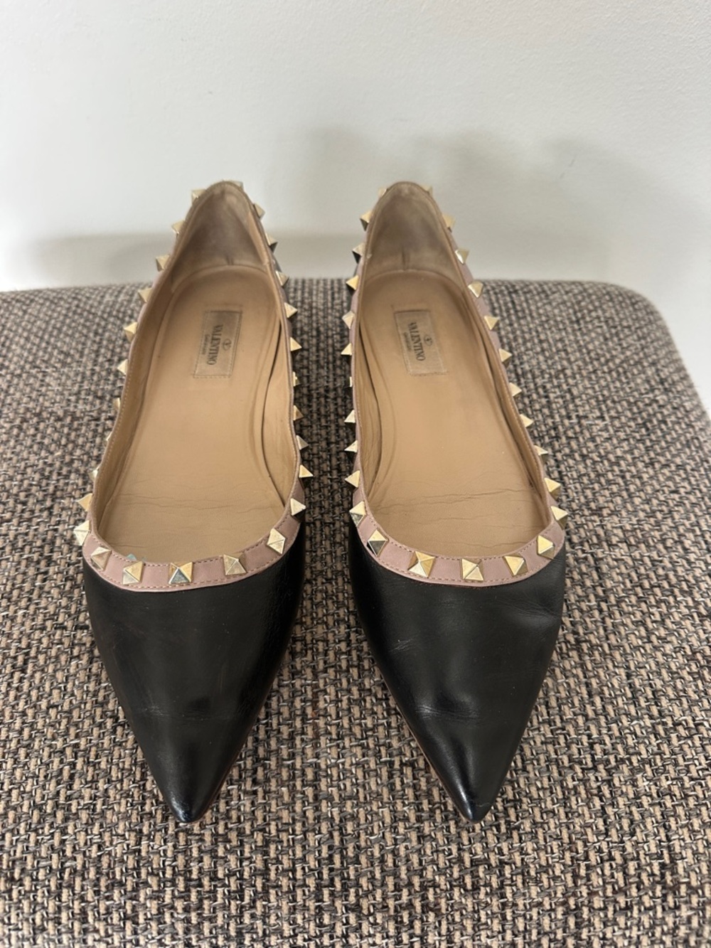 Vintage Valentino Rockstud Two Tone Flats Size 40.5